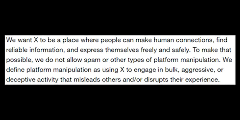 X’s spam policy